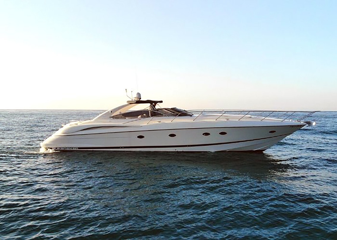 Sunseeker motor cruiser at sea on the Solent